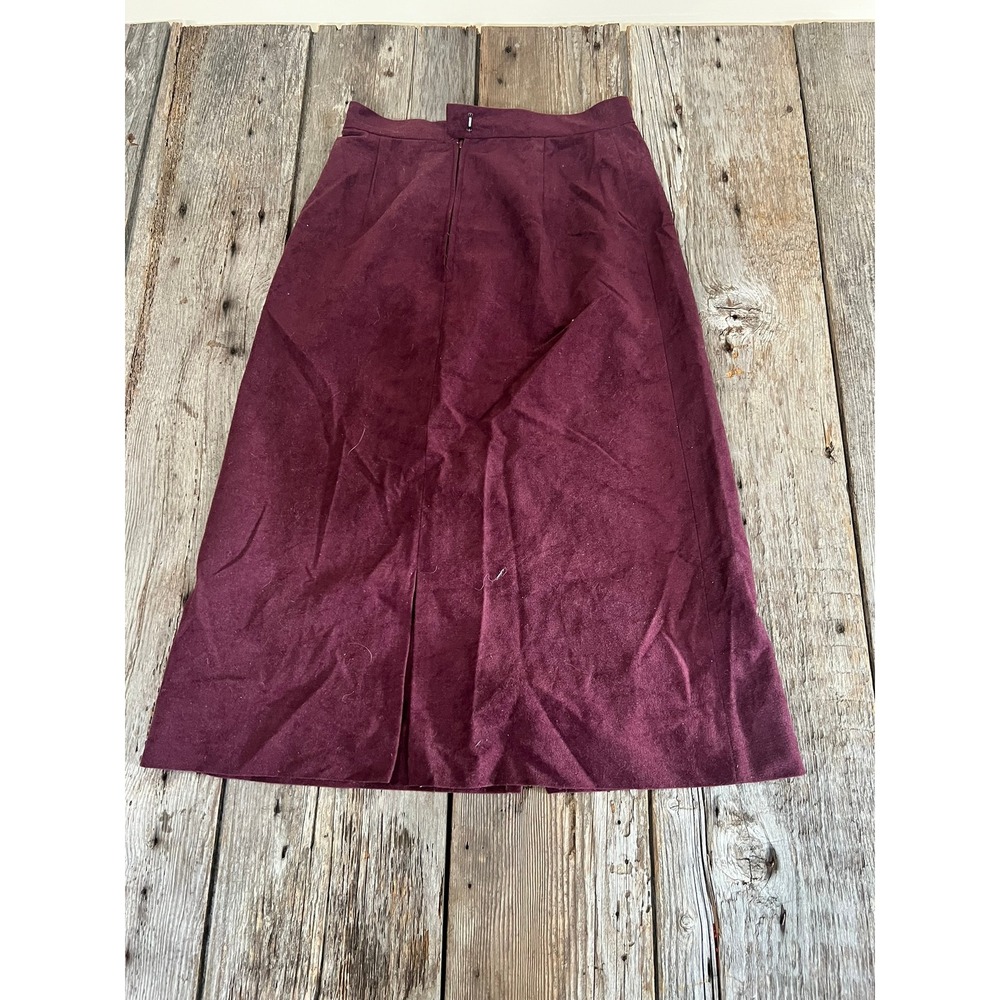 Vintage ILGWU Union Made Burgundy Midi Skirt Size 8‎ USA A-Line Maroon Wine